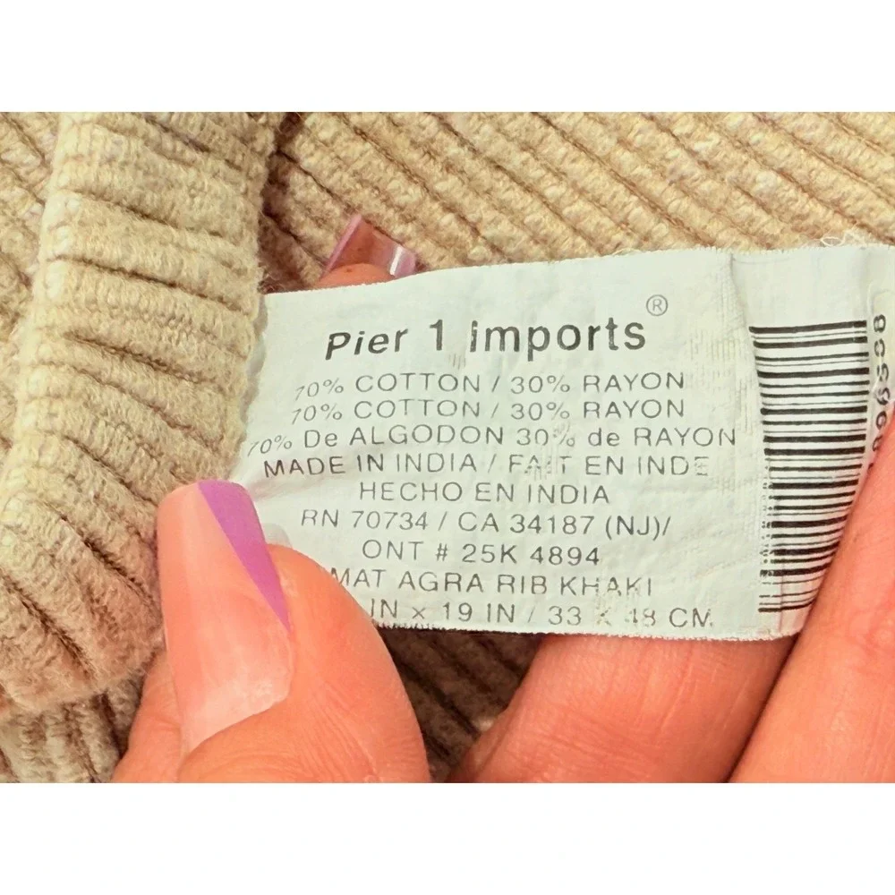 Pier 1 Imports Agra Rib Khaki Placemats Set 4 Vintage Cotton Rayon Ribbed 13x19
